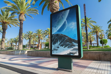Outdoor billboard advertisement in seaside resort city