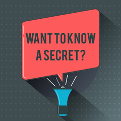 Fototapeta premium Text sign showing Want To Know A Secret question. Conceptual photo to divulge a confidential vital information.
