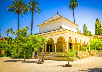 Pabellon of Carlos V of the Alcazar in Seville, Spain, toned