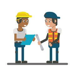 Constuction workers geometric cartoons