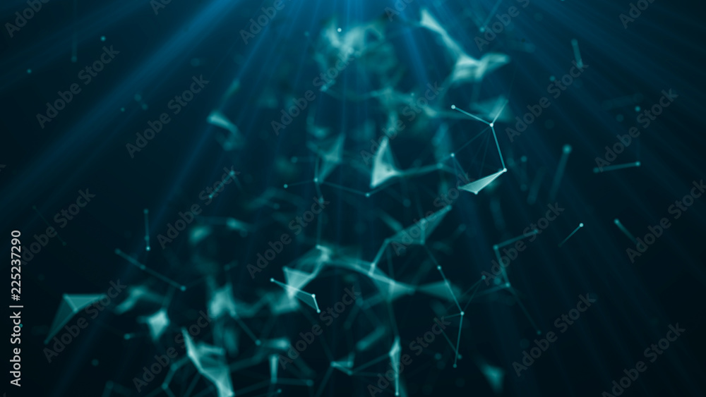 Poster big data visualization. science background. big data complex with compounds. lines plexus