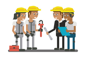 Constuction workers geometric cartoons