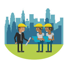 Constuction workers geometric cartoons