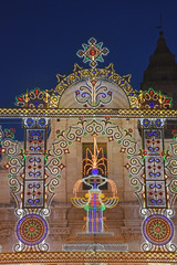 Italy, Casamassima, illuminated church during a patronal feast.