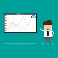 Businessman Show Ripple Coin flat vector icon. An isolated businessman show ripple coin illustration on a white background.