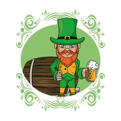 Irish elf with beer cup and barrel