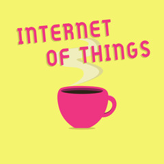 Text sign showing Internet Of Things. Conceptual photo connection of Devices to the Net to Send Receive Data.