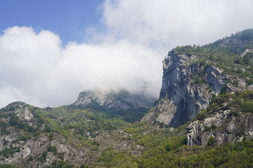 mountain landscape with blue sky and clouds