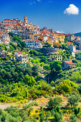 Fototapeta na wymiar View of Perinaldo in the Province of Imperia, Liguria, Italy