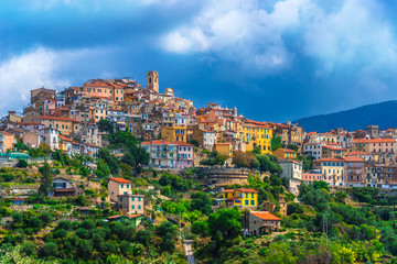 Fototapeta na wymiar View of Perinaldo in the Province of Imperia, Liguria, Italy