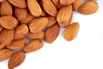 Almonds on a white background. Healthy food. Nuts.