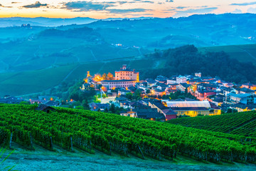 View of Barolo in the Province of Cuneo, Piedmont, Italy