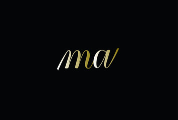 Fototapeta na wymiar Modern elegant MA black and gold color initial letter logo