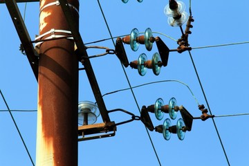 Old pylon power of high tension