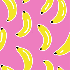 Seamless pattern with banana in sketch style.