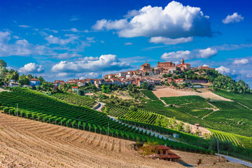 View of La Morra in the Province of Cuneo, Piedmont, Italy