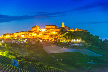 View of La Morra in the Province of Cuneo, Piedmont, Italy