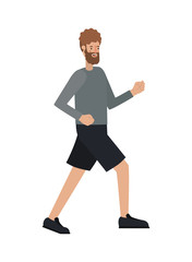 young man with beard running avatar character