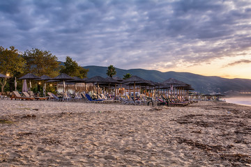 Fototapeta premium Early morning , dramatic sunrise over sea. Photographed in Asprovalta, Greece.