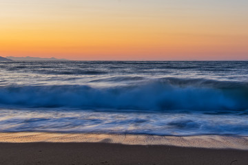 Naklejka premium Early morning , dramatic sunrise over sea. Photographed in Asprovalta, Greece.