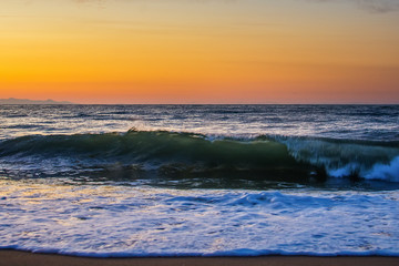 Fototapeta premium Early morning , dramatic sunrise over sea. Photographed in Asprovalta, Greece.