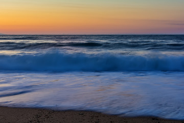 Early morning , dramatic sunrise over sea. Photographed in Asprovalta, Greece.