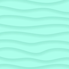 Abstract background of wavy lines with shadows in turquoise colors