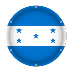 round metallic flag of Honduras with screws