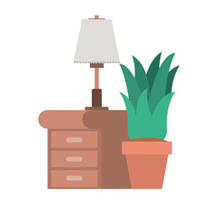 houseplant with drawer and lamp