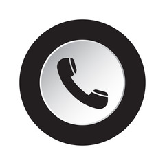 round black, white icon - old telephone handset