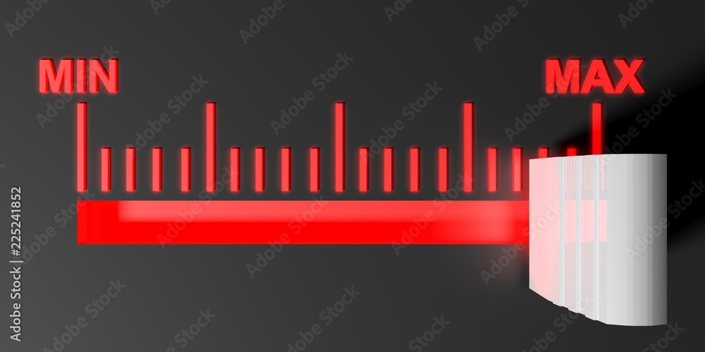 Poster level selector on a black control panel - 3d rendering