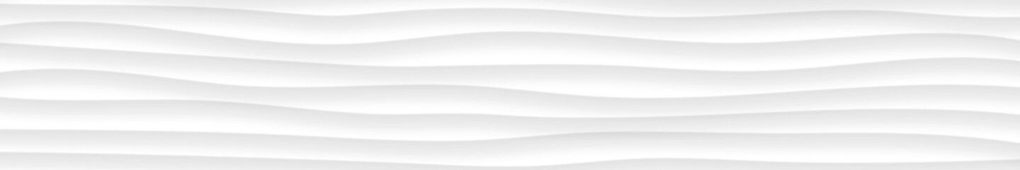 Abstract horizontal banner of wavy lines with shadows in white and gray colors