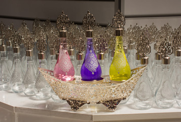  Set of Empty colorful bottles in Ottoman style