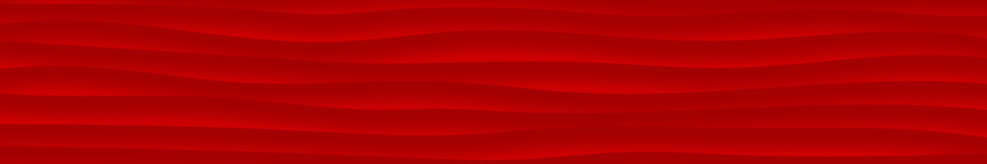 Abstract horizontal banner of wavy lines with shadows in red colors