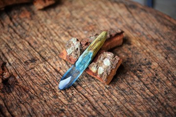 Blue wooden jewel