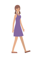 beautiful and young woman walking character