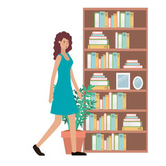 beautiful and young woman walking on the house