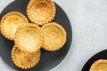 Egg Custard Tart, traditional English, Portuguese, Chinese desse
