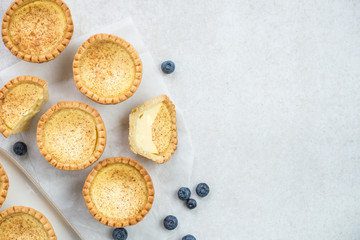 Egg Custard Tart, traditional English, Portuguese, Chinese desse