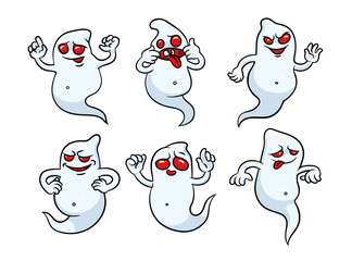 Set of halloween ghosts. Can used for printing on clothes, banners, posters, web design.