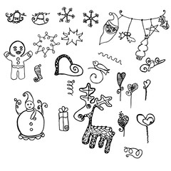 Doodling New Years elements decorative objects miscellaneous