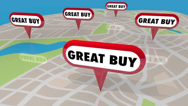 Great Buys Good Locations Properties Homes Map Pins 3d Animation