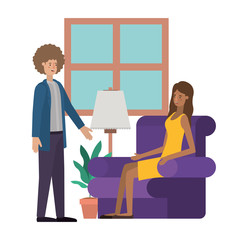 young couple in the livingroom avatar character