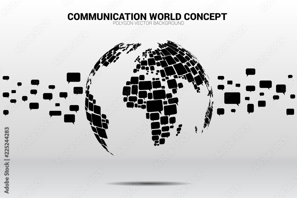 Poster group of speech bubble icon shape to world map . concept of communication network.