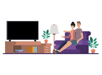 young couple in the livingroom avatar character
