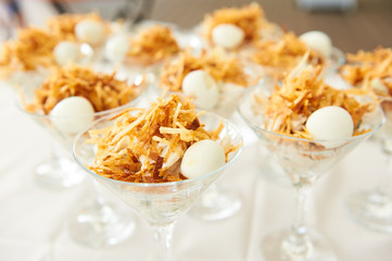 catering services with snacks table in the restaurant at the event party