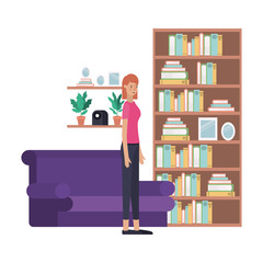 young woman in the livingroom avatar character