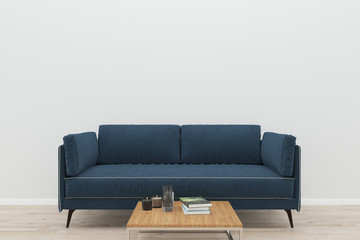 wall sofa and wall living room interior 3d rendering Background mock up