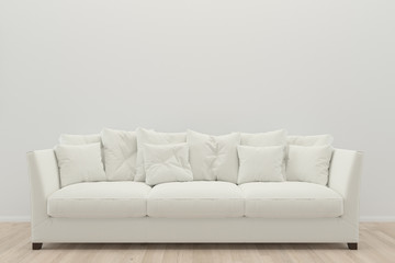 wall sofa and wall living room interior 3d rendering Background mock up