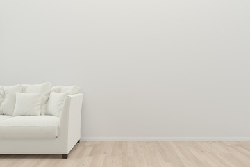 wall sofa and wall living room interior 3d rendering Background mock up